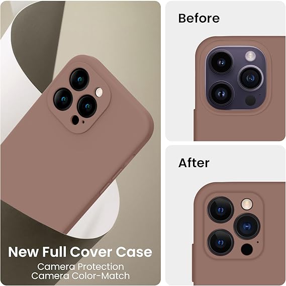 Silicone Upgraded [Camera Protection] Phone Case with [2 Screen Protectors], Soft Anti-Scratch Microfiber Lining Inside, 6.1 inch, Light Brown