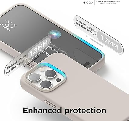 elago Liquid Silicone Case Compatible with iPhone 15 Pro Case, Premium Silicone, Full Body Protective Case [4-Layer Shockproof Structure], Soft Microfiber Lining Stone