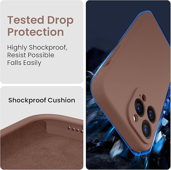 Silicone Upgraded [Camera Protection] Phone Case with [2 Screen Protectors], Soft Anti-Scratch Microfiber Lining Inside, 6.1 inch, Light Brown
