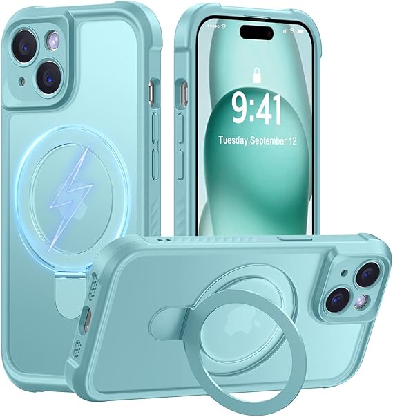 Compatible with Magsafe] Military Drop Shockproof Translucent Matte Phone Case Cover 6.1",Brown