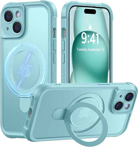 Compatible with Magsafe] Military Drop Shockproof Translucent Matte Phone Case Cover 6.1",Brown