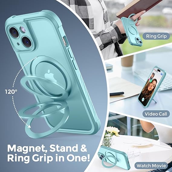 Compatible with Magsafe] Military Drop Shockproof Translucent Matte Phone Case Cover 6.1",Brown
