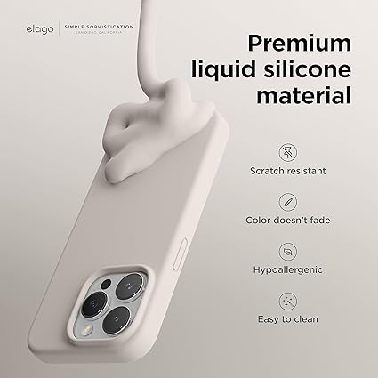 elago Liquid Silicone Case Compatible with iPhone 15 Pro Case, Premium Silicone, Full Body Protective Case [4-Layer Shockproof Structure], Soft Microfiber Lining Stone