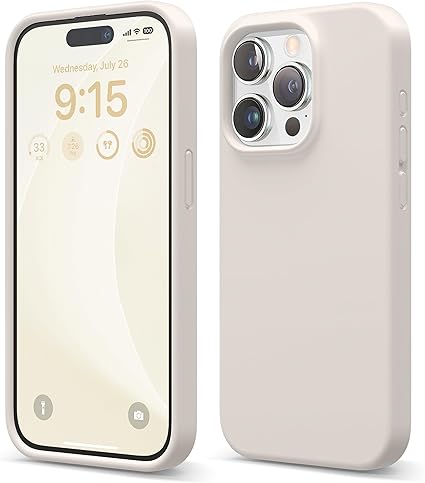 elago Liquid Silicone Case Compatible with iPhone 15 Pro Case, Premium Silicone, Full Body Protective Case [4-Layer Shockproof Structure], Soft Microfiber Lining Stone