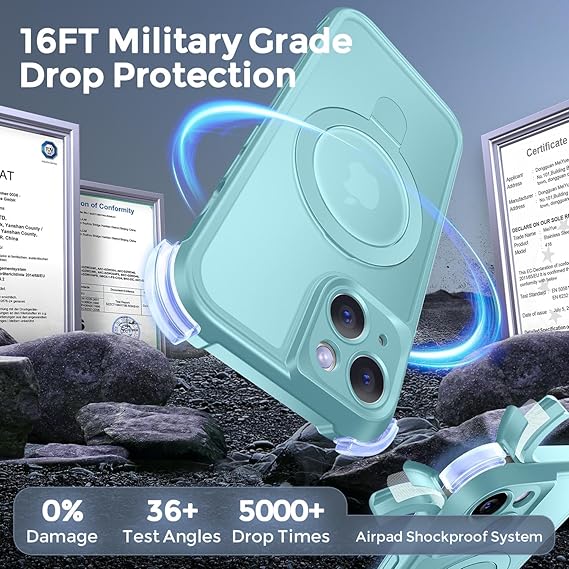 Compatible with Magsafe] Military Drop Shockproof Translucent Matte Phone Case Cover 6.1",Brown